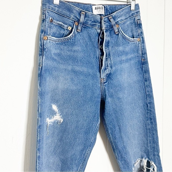 Agolde Jeans Jamie High Rise Classic Distressed Jeans in Angst 26 - Picture 8 of 14